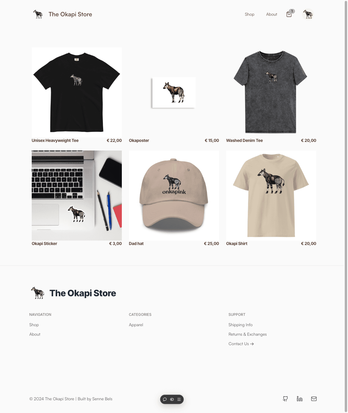 Screenshot of The Okapi Store project